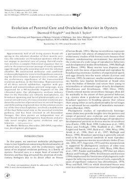 Evolution of Parental Care and Ovulation Behavior in Oysters Diarmaid O´ Foighil*,1 and Derek J