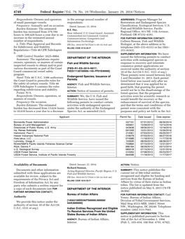 Federal Register/Vol. 79, No. 19/Wednesday, January 29, 2014/Notices