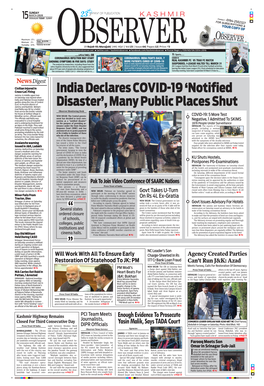 India Declares COVID-19 'Notified Disaster'