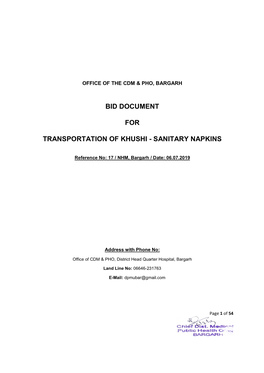 Bid Document for Transportation of Khushi