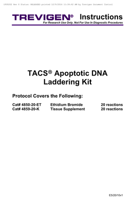 Instructions TACS Apoptotic DNA Laddering