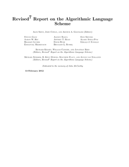 Revised7report on the Algorithmic Language Scheme