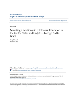Holocaust Education in the United States and Early US Foreign Aid To