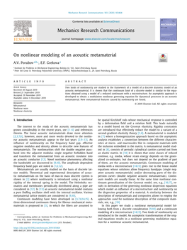 On Nonlinear Modeling of an Acoustic Metamaterial