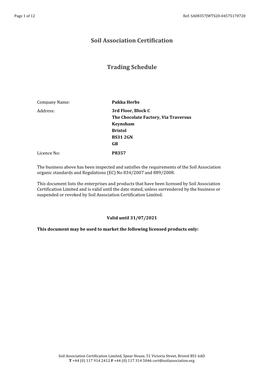 '21 Pukka Herbs Trading Schedule