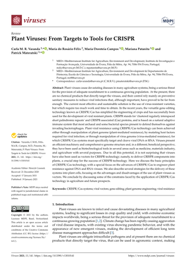 Plant Viruses: from Targets to Tools for CRISPR