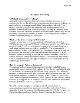 Computer Networking 7.1 What Is Computer Networking?