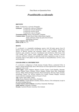 Data Sheet on Frankliniella Occidentalis