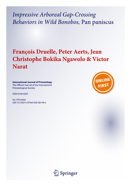 Impressive Arboreal Gap-Crossing Behaviors in Wild Bonobos, Pan Paniscus