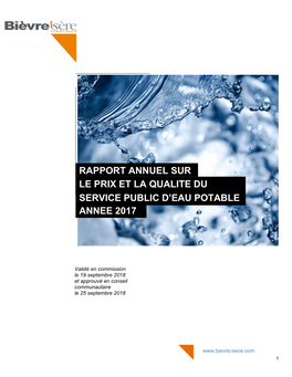 Le Prix Et La Qualite Du Service Public D'eau Potable Rapport Annuel Sur