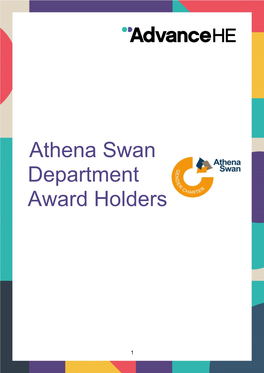 Athena Swan Department Award Holders October 2020