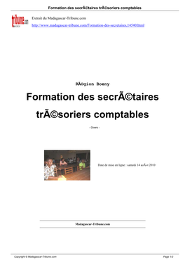 Formation Des Secrã©Taires Trã©Soriers Comptables