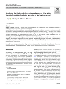 Simulating the Midlatitude Atmospheric Circulation: What Might We Gain from High-Resolution Modeling of Air-Sea Interactions?