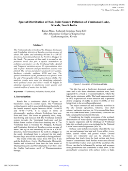 Spatial Distribution of Non-Point Source Pollution of Vembanad Lake, Kerala, South India