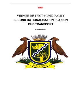 Vhembe District Municipality Second Rationalisation Plan on Bus Transport