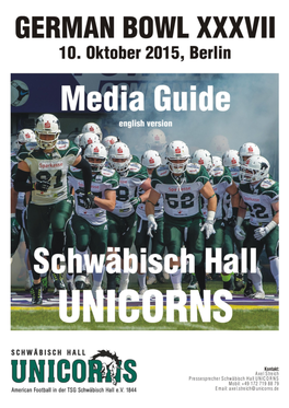 UNICORNS German Bowl 37 Media Guide English