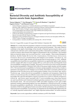 Bacterial Diversity and Antibiotic Susceptibility of Sparus Aurata from Aquaculture