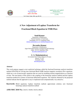 A New Adjustment of Laplace Transform for Fractional Bloch Equation in NMR Flow