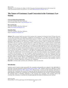 The Nature of Customary Land Concession in the Customary Law Society