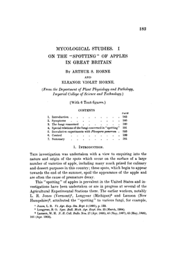 Mycological Studies. I: on the “Spotting” of Apples In