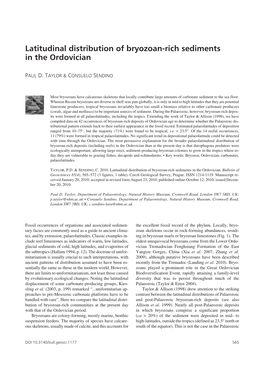 Latitudinal Distribution of Bryozoan-Rich Sediments in the Ordovician