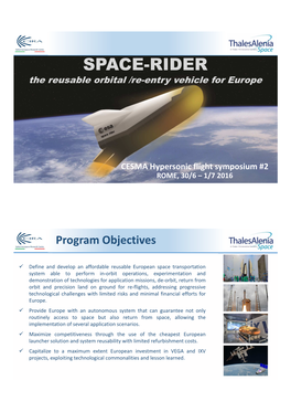 35.1 SPACE RIDER, the Reusable Orbital & Re-Entry Vehicle For