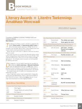 Literary Awards  Literêre Toekennings Amabhaso Woncwadi