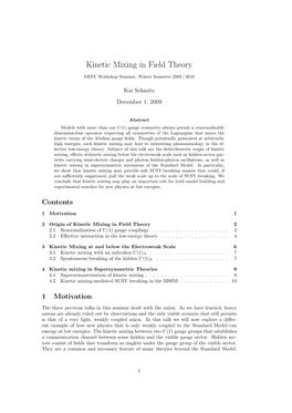 Kinetic Mixing in Field Theory