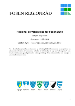 Regional Selvangivelse for Fosen 2013″, Fosen Regionråd