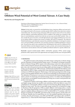 Offshore Wind Potential of West Central Taiwan: a Case Study