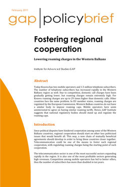 Fostering Regional Cooperation