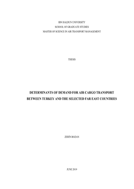 Determinants of Demand for Air Cargo Transport Between Turkey and the Selected Far East Countries