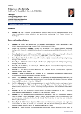 Dr Laurance John Donnelly Bsc (Hons), Phd (Geol), Cgeol, Csci, Eurgeol, FGS, FGSA