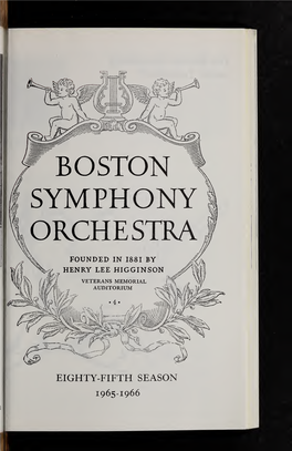 Boston Symphony Orchestra Concert Programs, Season 85, 1965-1966