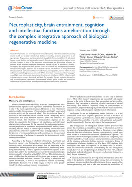 Neuroplasticity, Brain Entrainment, Cognition and Intellectual Functions Amelioration Through the Complex Integrative Approach of Biological Regenerative Medicine