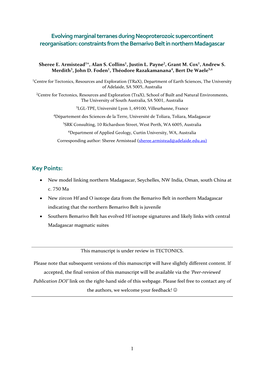 Evolving Marginal Terranes During Neoproterozoic Supercontinent Reorganisation: Constraints from the Bemarivo Belt in Northern Madagascar