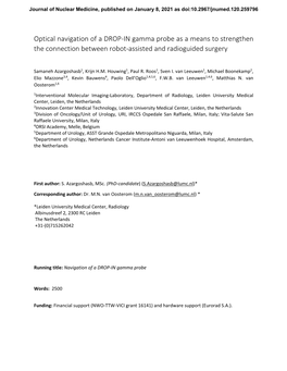 Optical Navigation of a DROP-IN Gamma Probe As a Means to Strengthen the Connection Between Robot-Assisted and Radioguided Surge