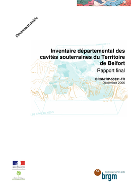 Inventaire Départemental Des Cavités Souterraines Du Territoire De Belfort Rapport Final