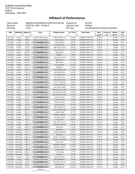 Affidavit of Performance