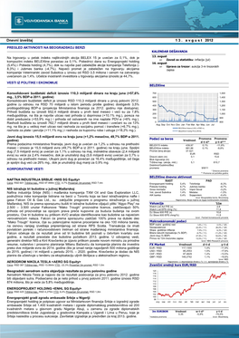 Dnevni Izveštaj 1 3 . a V G U S T 2012