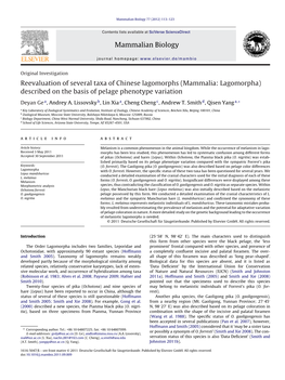 Reevaluation of Several Taxa of Chinese Lagomorphs (Mammalia: Lagomorpha) Described on the Basis of Pelage Phenotype Variation