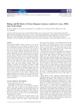 Biology and Life History of Green Sturgeon (Acipenser Medirostris Ayres, 1854): State of the Science by M