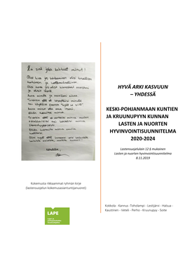 Keski-Pohjanmaan Kuntien Ja Kruunupyyn Kunnan Lasten Ja Nuorten Hyvinvointisuunnitelma 2020-2024