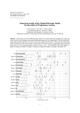 Numerical Results of the Global Polytropic Model for the Orbits of 15 Planetary Systems