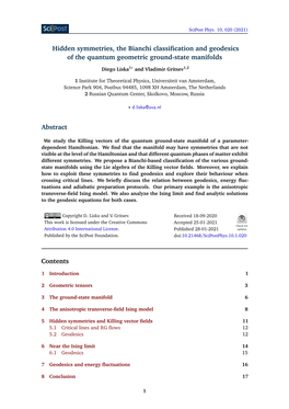 Hidden Symmetries, the Bianchi Classification And