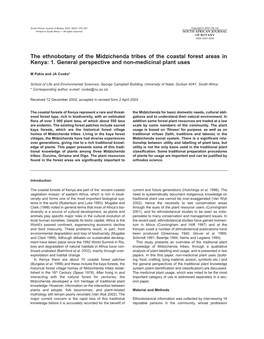 The Ethnobotany of the Midzichenda Tribes of the Coastal Forest Areas in Kenya: 1