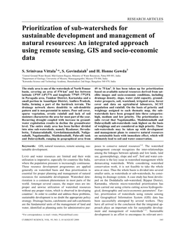 Prioritization of Sub-Watersheds for Sustainable Development and Management of Natural Resources