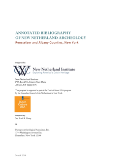 Annotated Bibliography of New Netherland Archeology In