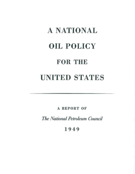 A National Oil Policy United States