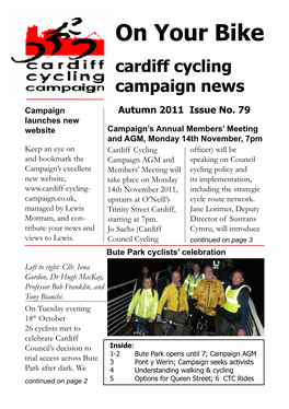 On Your Bike Cardiff Cycling Campaign News